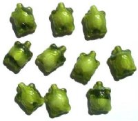 10 19mm Transparent Olive Givre Turtle Beads